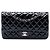 Borsa a tracolla Chanel Medium Classic Double Flap in vernice nera Nero
