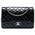 Borsa a tracolla Chanel Maxi Classic Double Flap in vernice nera Nero