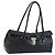 PRADA Schultertasche Leder Schwarz Silber