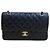 Chanel Borsa Classic Medium Flap in pelle d'agnello con catena dorata Nero - vista 11