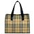 Burberry Nova Check Pattern Leder Handtasche Tote Bag Schwarz Beige