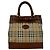 Burberry Nova Check Shadow Horse Pattern Leder Tote Bag Braun Beige