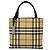 Mini borsa tote Burberry Nova Check in tela e pelle Nero Beige