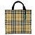 Burberry Nova Check Pattern Lederhandtasche Schwarz Beige