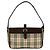 Burberry Nova Check Canvas Leder Semi-One Shoulder Bag Braun Beige