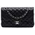 Chanel Black Medium Classic Lambskin Double Flap Negro
