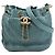 Chanel Blue Small Crumpled Calfskin Coco Pleats Drawstring Bucket Bag Light blue