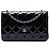 Portafoglio Chanel Black CC Quilted Patent Wallet On Chain Nero