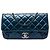 Chanel Blue Medium Quilted Glazed Calfskin Coco Pleats Flap Blu scuro