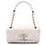 Chanel White CC Double Stitch Lambskin Single Flap Weiß Roh