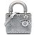 Autre Marque Mini Lady Dior in raso grigio con cannage e cristalli Dior Marrone