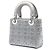 Autre Marque Mini Lady Dior in raso grigio con cannage e cristalli Dior Marrone - vista 2