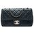 Chanel Black CC Quilted Iridescent Calfskin Whipstitch Single Flap Nero
