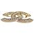 Spilla Chanel Gold CC placcata oro con strass D'oro - vista 3