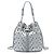 Borsa a secchiello Chanel Silver Small Metallic Chevron Lambskin Stud Wars con coulisse Argento