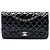 Chanel Black Medium Classic Patent Double Flap Negro
