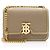 Borsa a tracolla Small con patta e catena in pelle goffrata Burberry TB Monogram Marrone Beige
