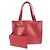 Prada Perforated Leather Suede Tote Red