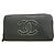 Cartera larga Chanel de piel de becerro granulada negra Negro