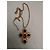 Collana Chanel con Pendente a Croce e Perle Rosso D'oro Verde - vista 3