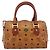 Borsa MCM Logogram Vicetos Boston Bag PVC Leather 2way Brown Gold Auth 203004 Marrone D'oro - vista 2