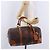 Céline CELINE Macadam Canvas Boston Bag PVC Leder Braun Gold Auth 197668V Golden - Ansicht 27