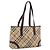 Borsa Tote BURBERRY Nova Check PVC Beige Gold Auth 202693 D'oro