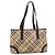 Borsa Tote BURBERRY Nova Check PVC Beige Gold Auth 202693 D'oro - vista 2
