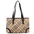 Borsa Tote BURBERRY Nova Check PVC Beige Gold Auth 202693 D'oro - vista 3