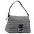 Borsa a tracolla FENDI Zucchino Canvas Mamma Baguette Navy Silver Auth 200709V Argento Blu navy