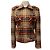 Barbara Bui Orange / Navy / Beige Wool Plaid Jacket with Belted Hem