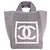 Borsa da spiaggia Chanel CC Terry Cloth Sports Line Grigia Grigio
