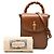 Bamboo Bolsa Satchel Gucci Mini em couro de bezerro marrom com alça de bambu - vista 7