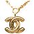 Colar com pingente acolchoado Chanel CC banhado a ouro Dourado - vista 2