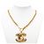 Colar com pingente acolchoado Chanel CC banhado a ouro Dourado - vista 5