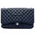 Chanel Maxi CC gesteppte Lammleder Schultertasche in Blau mit 3 Fächern und Klappe