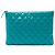 Clutch Chanel Medium Quilted Patent O Case Blu