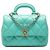 Borsa Chanel Mini Quilted Shiny Lambskin Coco Trip Flap Satchel Blu