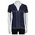 Camiseta de algodón azul CHANEL con ribete contrastado blanco Sz.38 de segunda mano