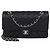 Borsa Chanel Medium Classic Double Flap in pelle caviar matelassé nera Nero