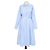 Staud Midi-Kleid aus Baumwolle, hellblau/weiß gestreift, mit Front-Reißverschluss und Bindegürtel