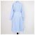 Staud Midi-Kleid aus Baumwolle, hellblau/weiß gestreift, mit Front-Reißverschluss und Bindegürtel - Ansicht 3