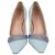 Décolleté Pollini Sky Blue Suede Bling Bling Blu chiaro
