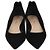 Ballerine a punta Christian Dior in pelle e camoscio nero con cuore