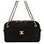 Borsa a tracolla Chanel in camoscio e pelle nera Nero