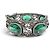 Bracciale rigido GUCCI Interlocking G Flower Cat Head Green Stone Argento - vista 2