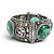 Bracciale rigido GUCCI Interlocking G Flower Cat Head Green Stone Argento - vista 4
