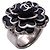 Chanel Ring für Damen mit Camellia-Design Schwarz Silber
