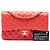 Chanel Orange Medium Classic Lambskin Double Flap Rosso Arancione - vista 7