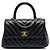 Borsa Chanel Mini Chevron Coco Top Handle in pelle di vitello invecchiata nera Nero
